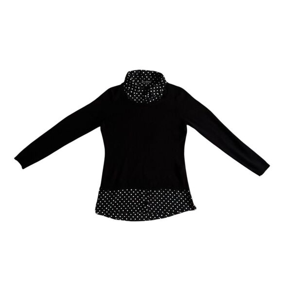 Adrianna Papell Women's Polka Dot Layered Sweater Top Black Size S - Picture 5 of 10